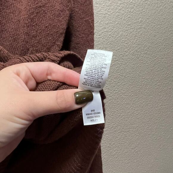 Melrose And Market Burgundy knit Oversized Knit Cardigan Sweater Button Sz XS - Picture 7 of 7